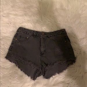 High rise denim black shorts